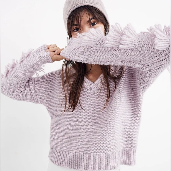 MADEWELL Fringe-Sleeve Pullover Sweater Size XXS - Picture 3 of 10